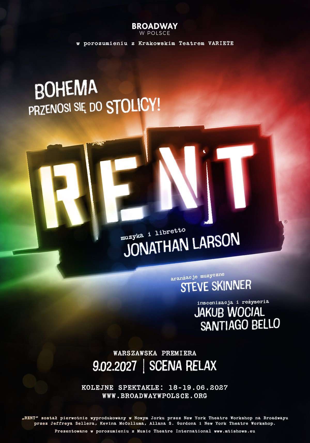 Plakat musicalu RENT – Broadway w Polsce, Scena Relax, Warszawa 2027